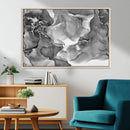 Black White Abstract Canvas Wall Art - Fluid Ink Artwork -
