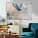 Large Abstract Blue and Gold Canvas Wall Art | Fluid Ink