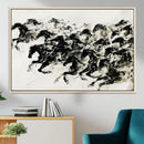 Abstract Horse Wall Art Canvas Print - Dynamic Black Ink
