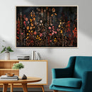 Dark Floral Canvas Wall Art - Moody Botanical Flower Print -