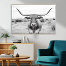 Highland Cow Wall Art Canvas Print – Black and White Western