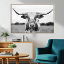 Highland Cow Wall Art Canvas Print – Black and White Western