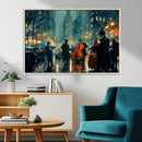 Urban Night Jazz Wall Art Canvas Print – Moody Rain-Soaked