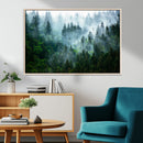 Misty Forest Wall Art Canvas Print – Framed Foggy Mountain