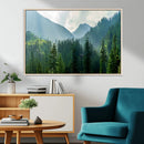 Misty Forest Mountain Wall Art Canvas Print – Framed Serene