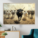 Texas Longhorn Wall Art – Framed Charging Cattle Canvas by MyGreatCanvas | Canvas Wall Art Prints | Photo Prints & Wall Decor