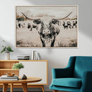 Texas Longhorn Wall Art Canvas Print – Framed Speckled Bull