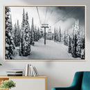 Snowy Pines Wall Art Canvas Print – Framed Ski Lift Winter