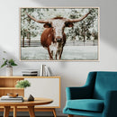 Texas Longhorn Wall Art Canvas Print – Framed Spotted Bull