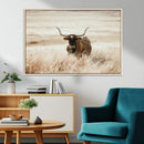 Texas Longhorn Wall Art Canvas Print – Framed Brown Horned