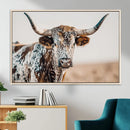 Texas Longhorn Wall Art – Framed Speckled Cow Canvas by MyGreatCanvas | Canvas Wall Art Prints | Photo Prints & Wall Decor