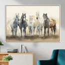 Wild Horses Wall Art Canvas Print, Framed Running Horses Art