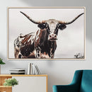 Texas Longhorn Wall Art Canvas Print – Framed Spotted Bull by MyGreatCanvas | Canvas Wall Art Prints | Photo Prints & Wall Decor