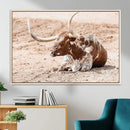 Texas Longhorn Wall Art Canvas Print – Framed Resting Bull by MyGreatCanvas | Canvas Wall Art Prints | Photo Prints & Wall Decor
