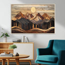 Wood Mountain Wall Art Canvas Print – Framed Boho Abstract