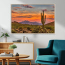 Saguaro Cactus Wall Art Canvas Print – Framed Arizona Sunset