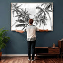 Black and White Palm Wall Art Canvas Print – Framed