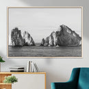 Coastal Wall Art – Framed Black White Ocean Canvas Artwork,