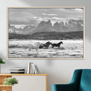 Wild Horses Wall Art – Framed Black White Mountain Canvas by MyGreatCanvas | Canvas Wall Art Prints | Photo Prints & Wall Decor