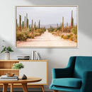 Desert Cactus Lined Road Wall Art Canvas Print – Framed by MyGreatCanvas | Canvas Wall Art Prints | Photo Prints & Wall Decor