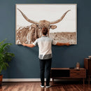 Longhorn Cow Wall Art Canvas Print – Framed Texas Ranch