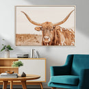 Longhorn Bull Wall Art Canvas Print – Framed Western Cow
