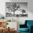 Joshua Tree Wall Art Canvas Print – Framed Monochrome Desert