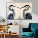 Blue Heron Pair Wall Art Canvas Print – Framed Coastal Bird