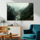 Misty Forest Wall Art Canvas Print – Framed Foggy River