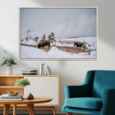 Bison Wildlife Wall Art Canvas Print – Framed Snowy Prairie
