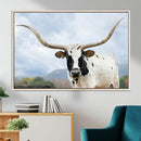 Texas Longhorn Wall Art Canvas Print – Framed Western Rustic