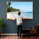 Palm Tree Coast Wall Art Canvas Print – Framed Island Getaway with Crystal Blue Water Scenic Artwork for Home, Office by MyGreatCanvas | Canvas Wall Art Prints | Photo Prints & Wall Decor