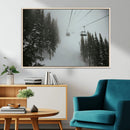 Ski Lift Wall Art Canvas Print – Snowy Pines Misty Landscape
