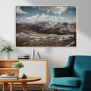 Mountain Landscape Wall Art Canvas Print – Framed Snowy
