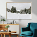Frosty Pines Wall Art Canvas Print – Framed Silent Snowfall