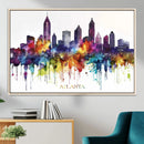 Atlanta Skyline Wall Art Canvas Print – Framed Colorful