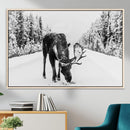 Moose Wall Art Canvas Print – Winter Snowy Forest Antlers by MyGreatCanvas | Canvas Wall Art Prints | Photo Prints & Wall Decor
