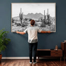 Black White Arizona Desert Canvas Wall Art Cactus Farmhouse