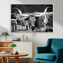 Black & White Longhorn Cattle Wall Art Canvas Print, Rustic by MyGreatCanvas | Canvas Wall Art Prints | Photo Prints & Wall Decor