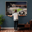Epic Night Football Stadium Wall Art Canvas Print, Fireworks