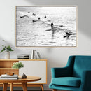 Black White Surfers Wall Art Canvas Print – Riding Gentle by MyGreatCanvas | Canvas Wall Art Prints | Photo Prints & Wall Decor