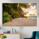 Tropical beach sunset, palm trees, white sand, ocean waves, by MyGreatCanvas | Canvas Wall Art Prints | Photo Prints & Wall Decor