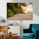 Tropical Beach Sunset Palm Trees White Sand Ocean Waves by MyGreatCanvas | Canvas Wall Art Prints | Photo Prints & Wall Decor