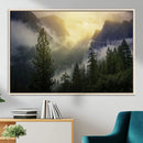 Misty Forest Sunrise Mountain Valley Pine Trees Foggy by MyGreatCanvas | Canvas Wall Art Prints | Photo Prints & Wall Decor