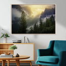 Misty Mountain Valley Wall Art Canvas Print, Golden Sunrise by MyGreatCanvas | Canvas Wall Art Prints | Photo Prints & Wall Decor