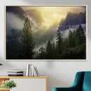 Misty Forest Sunrise Wall Art, Mountain Valley with Pine by MyGreatCanvas | Canvas Wall Art Prints | Photo Prints & Wall Decor