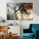 Sunlit Autumn Forest Wall Art – Mist Trees Rays Fog Nature by MyGreatCanvas | Canvas Wall Art Prints | Photo Prints & Wall Decor