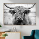 Black White Highland Cow Wall Art Canvas Print by MyGreatCanvas | Canvas Wall Art Prints | Photo Prints & Wall Decor