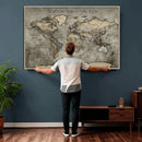 Personalized World Map Wall Art Canvas Print – Custom Push