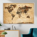 Push Pin World Map Canvas Print – Travel Tracker Wall Art